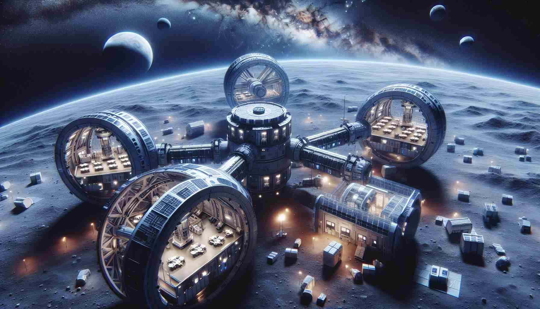 Create a realistic, high-definition image portraying the concept of revolutionizing space habitats through the use of expandable structures. Picture a state-of-the-art, high-tech space station equipped with various expandable compartments for different functions like dining, sleeping, and research. Imagine this in the vacuum of space, with stars and planets seen in the background. The structures should show signs of advanced technology and innovative design, reflecting the potential of the future human space living environments.