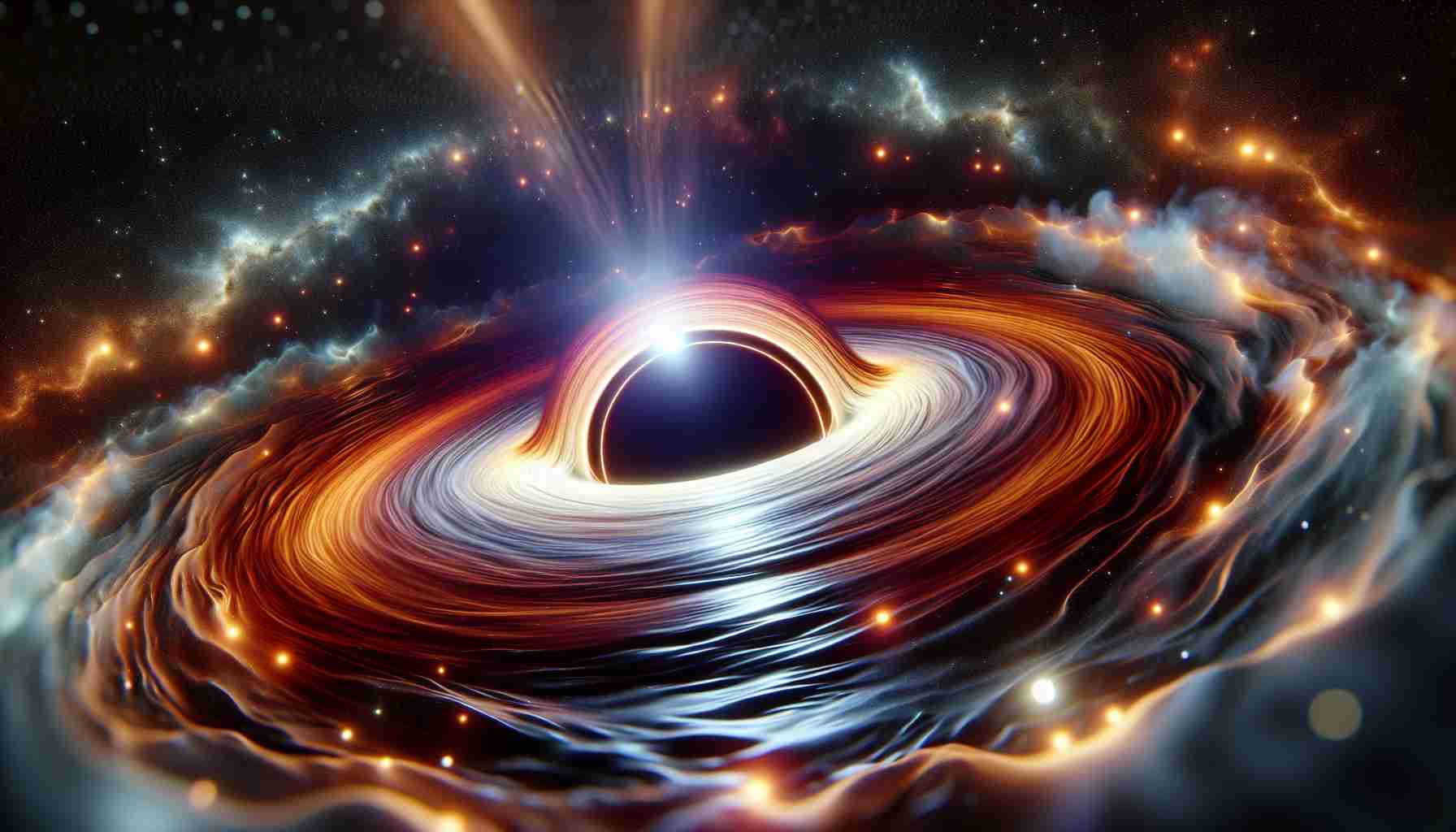 An ultra-high-definition, photorealistic image representing the concept of exploring the mysteries associated with the Sagittarius A* Black Hole. The image should include depict the black hole, located at the center of our galaxy, with its overwhelming gravitational pull affecting nearby stars and cosmic dust. Spectacular light flares should illuminate against the infinite dark backdrop of space, while undulating cosmic clouds of multi-coloured gas swirl around it, creating an awe-inspiring visual spectacle of the cosmic phenomenon.