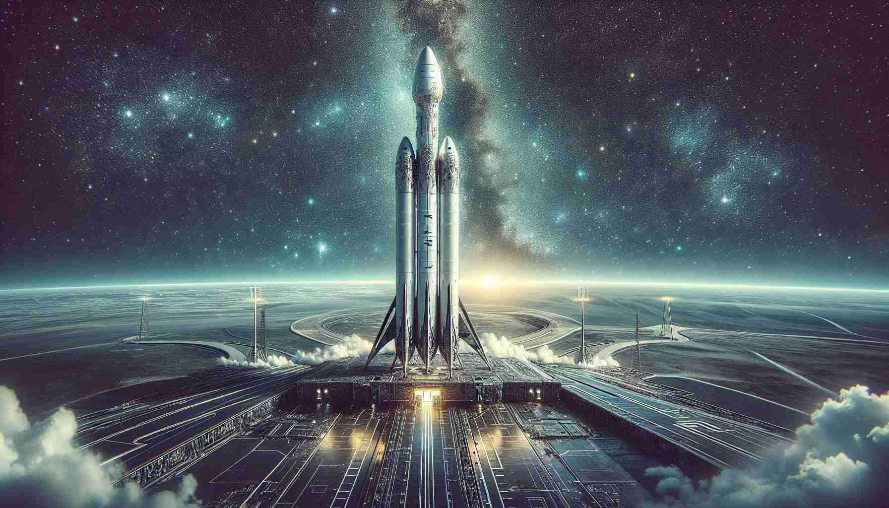 An intricately detailed, high-definition image representing the concept of SpaceX reshaping the future of space exploration. The central element should be a futuristic, well-crafted rocket on a launchpad, representing SpaceX technology. The background should depict an overwhelmingly vast, star-specked cosmos, symbolizing the vast panorama of space that awaits exploration. Brief edited textual elements should be present conveying the ideas of progress, innovation, and future, without the use of corporate logos or trademarks.