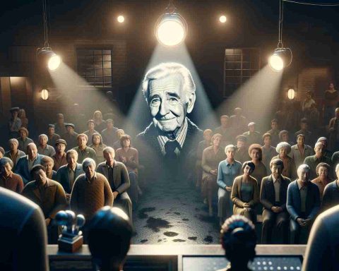 Realistic, high-definition image representing a nostalgic moment in television history. We see people gathered in a vintage broadcast studio, eyes glossy with emotion as they say their goodbyes to an iconic television character. Spotlight illuminates the central figure--an aging actor, seasoned yet passionate, who has brought the character to life for decades. This is not just a character's farewell, but a tribute to a vast era of classic television.