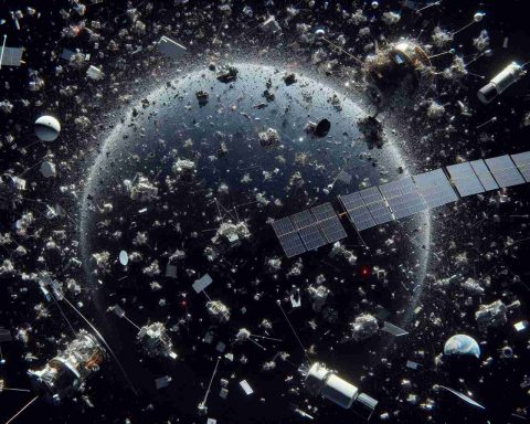 High-definition image capturing the scenario of orbiting chaos, visually representing the rise of space junk solutions. It includes various satellites strewn around in the black canvas of space, depicting the alarming concern of space debris. Amidst the scattered junk, emphasize the subtle presence of innovative solutions taking shape, like specialized satellites employed for debris collection and cutting-edge laser technologies designed for debris deflection. Make sure the scene echoes a blend of urgency due to the alarming amount of space debris and optimism owing to the emerging space junk solutions.