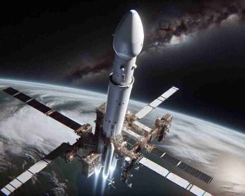 An ultra-high-definition realistic depiction of a Falcon 9 rocket, beyond its launch pad. It's assuming a new role in satellite servicing! The rocket, resplendent in its gleaming white body against the backdrop of space's infinite expanse, is carefully maneuvering to service a satellite. The intricacies of the operation are visible, offering a glimpse into the evolution of space technology.