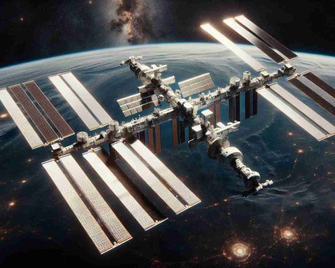 Generate a realistic high-definition image of the International Space Station. This image should visually depict it as a futuristic 'Launchpad' paving the way for cutting-edge cosmic innovations. The ISS should appear awe-inspiring, floating amidst the backdrop of the splendorous space, embodying technological progress and the adventurous spirit of humanity.