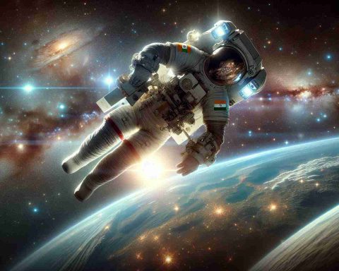 A high-definition, realistic image depicting an awe-inspiring scene in the vastness of space: an Indian astronaut of ambiguous gender is engaged in a spacewalk. The astronaut sparkles brilliantly under the radiance of distant stars, embodying the phrase, 'a stellar comeback'. The astronaut's suit adds to the scene with markings symbolizing India. The view behind them is a breathtaking expanse of galaxies, nebulae, and stars stretching to infinity.