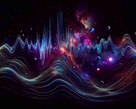 A high-definition, realistic depiction of abstract audio waves, signifying sounds from space. They ripple and undulate, varying in amplitude and frequency, mimicking nature's hidden symphony. Cosmic bodies seamlessly blend into this visual scenario, adding a touch of tangible realism. Fascinating, from the unimaginable vastness of the universe, comes an unheard melody, translated into visual representation through color and form.