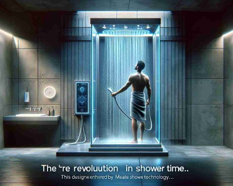 Envision the future where technology merges with everyday life. Imagine an exquisitely detailed picture exhibiting a high-tech shower system. This is no ordinary shower, but a design breakthrough enabled by Meater Shower Technology. Picture a sleek, modern shower unit with clean lines, an electronic interface panel, and advanced features like temperature and water flow controls. Visualize a person of South Asian descent using this plush system, demonstrating ease and efficiency. The scene has a futuristic vibe with a well-lit, spacious bathroom that magnifies the industrial design aspect. Captivating, isn't it? That's the revolution in shower time.