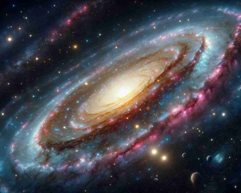 A realistic, high-definition image depicting the celestial wonders of the Andromeda galaxy. Show its spiral arms glittering with countless stars and nebulas, maybe even include a few celestial events like supernovas or pulsating stars. As we 'unlock' the secrets of this galaxy, display elements that symbolize discovery and exploration, like telescopes, star maps, and ancient astronomical tools. The colors should be vibrant and otherworldly, reflective of the mystery and beauty of our galactic neighbor.