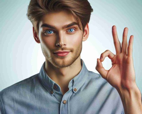 Realistic HD photo of a tech entrepreneur with short, light brown hair making unusual gestures. Discover what transpired.