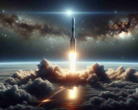 Create a hyperrealistic high-definition image depicting the majesty of space photography. The key scene should capture the exhilarating event of a rocket launch viewed from an orbiting perspective. Showcase the rocket as it surges upwards, piercing the pristine atmospheric shroud, leaving a trail of smoke and fire. The shiny coat of the rocket reflecting the light from the sun, the infinite cosmos laden with stars, galaxies and perhaps a far-off planet surrounding this precious moment of human achievement.