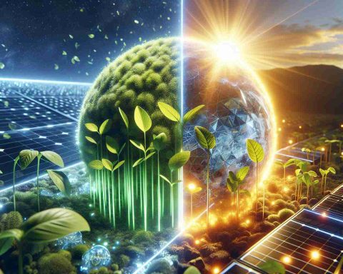 A high-resolution, realistic image showcasing the vital role of the sun. The first half of the image represents how it powers photosynthesis, perhaps with a close-up view of vibrant green plants illuminated by the sun's light. The second part presents the future tech that utilizes solar power, perhaps showing solar panels or innovative clean energy technology bathed in sunlight.